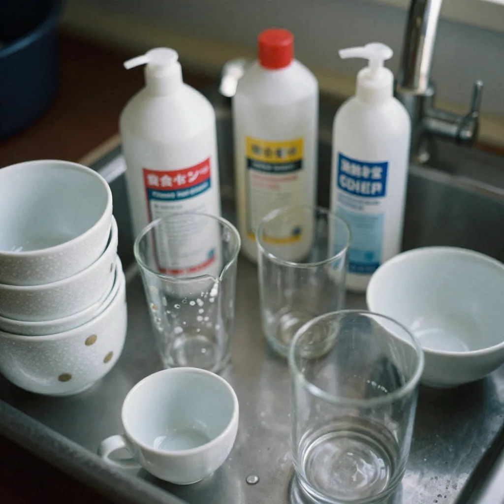 Cleaned porcelain vessels in natural light